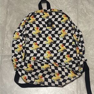 NEFF Checkered Backpack with Rubber Duck Print